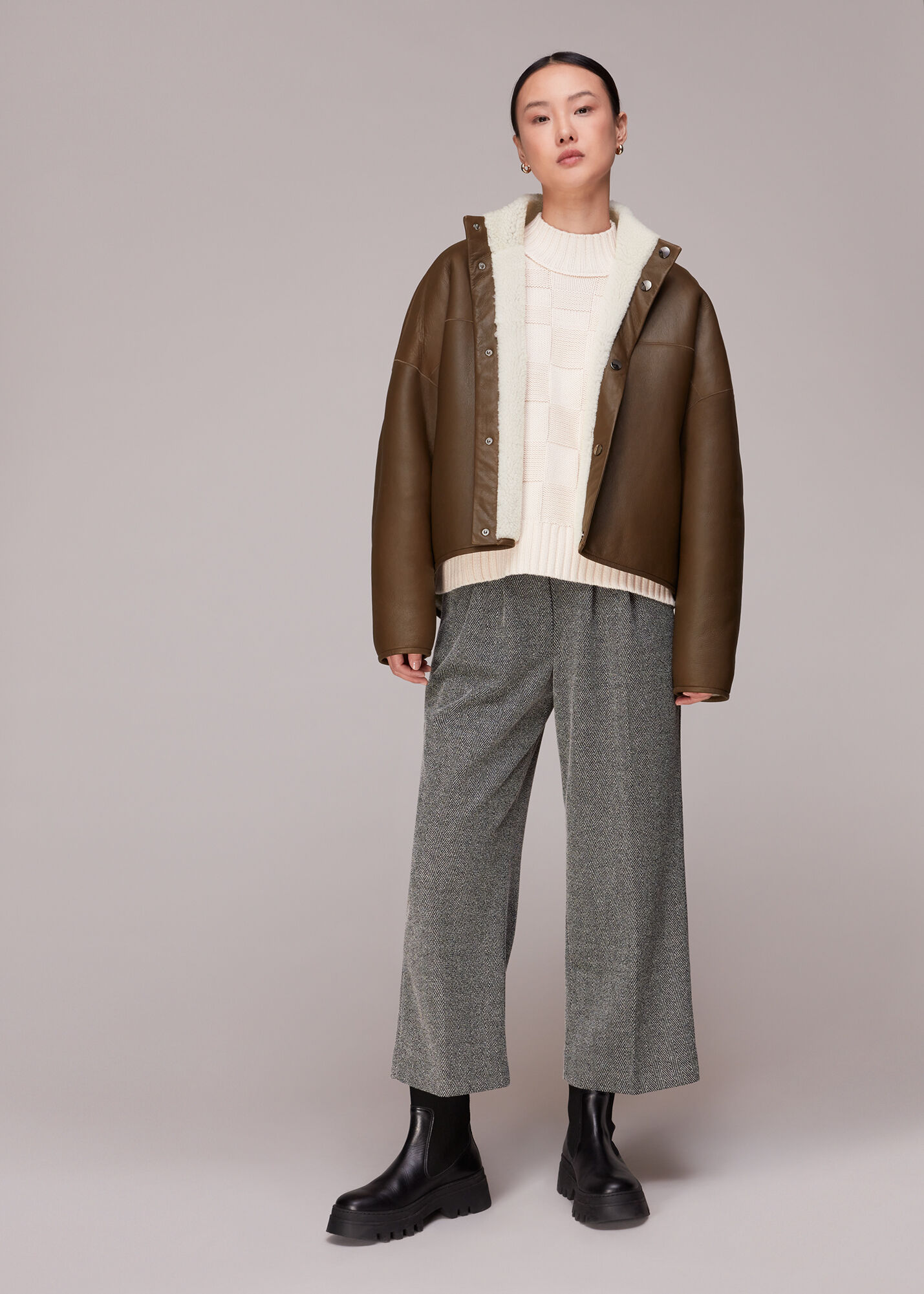 Brown/Multi Zoe Reversible Coat | WHISTLES | Whistles UK |