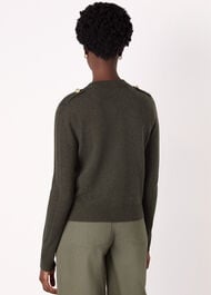 Military Crew Neck Cardigan