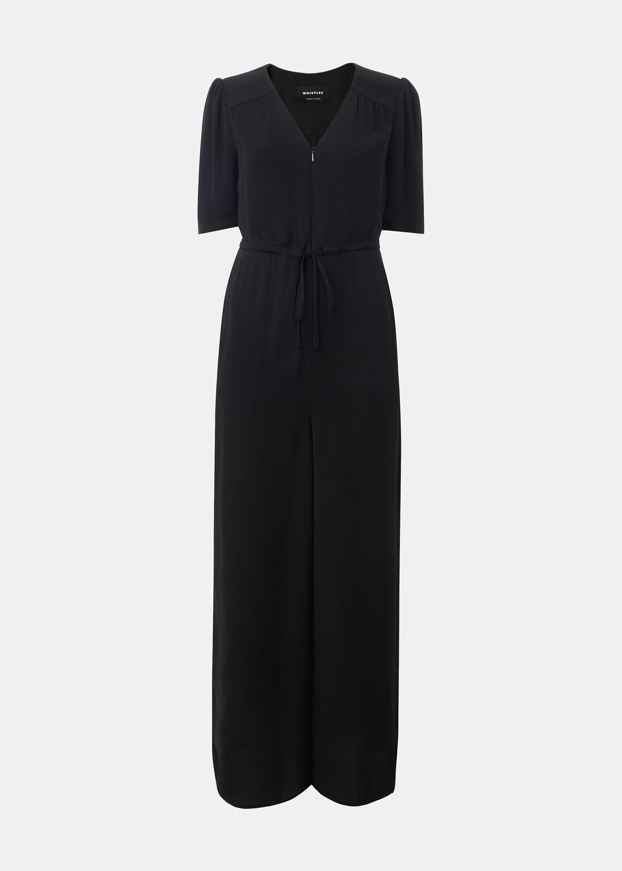 Short Sleeve Tie Jumpsuit