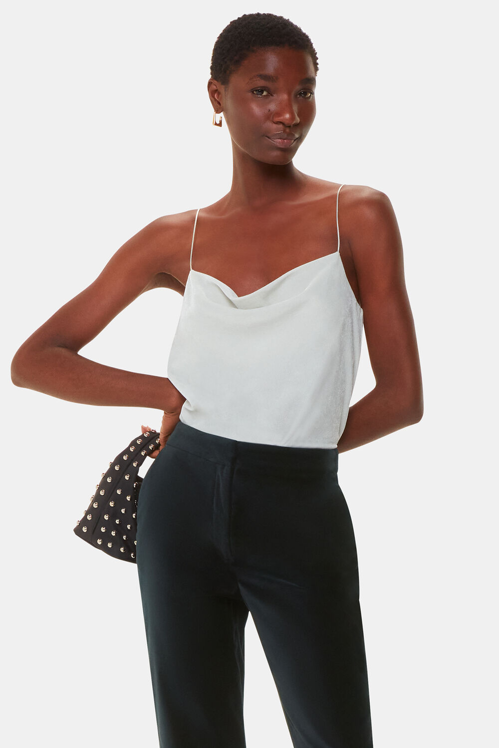 Black Helena Velvet Straight Trouser