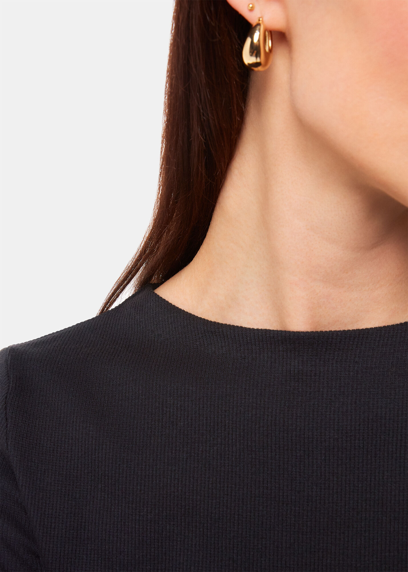 Black High Neck Long Sleeve Rib Top | WHISTLES | Whistles US | Black High Neck Long Sleeve Rib Top | WHISTLES | Whistles US |