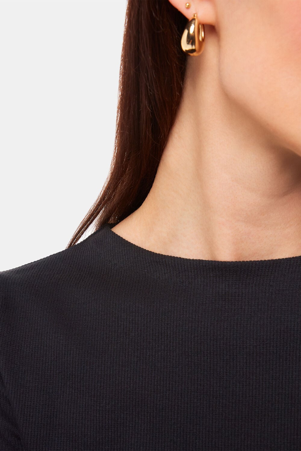 High Neck Long Sleeve Rib Top