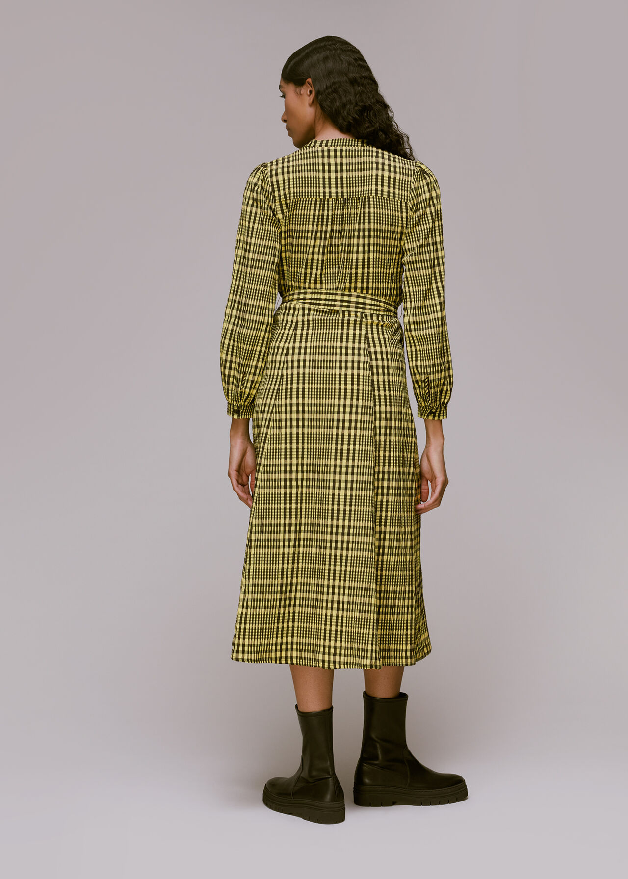 Nora Gingham Check Midi Dress