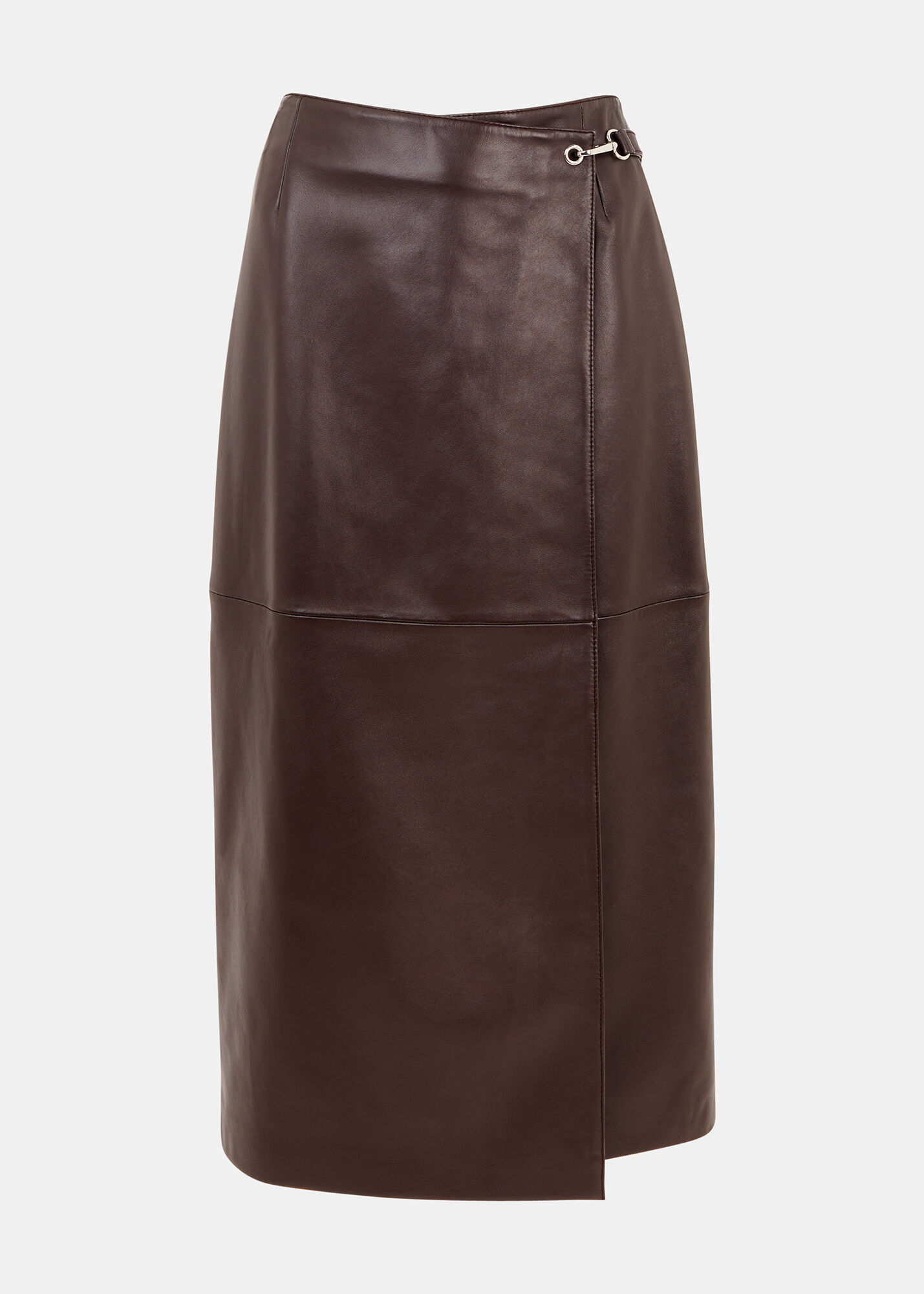 Chocolate Josie Wrap Leather Skirt
