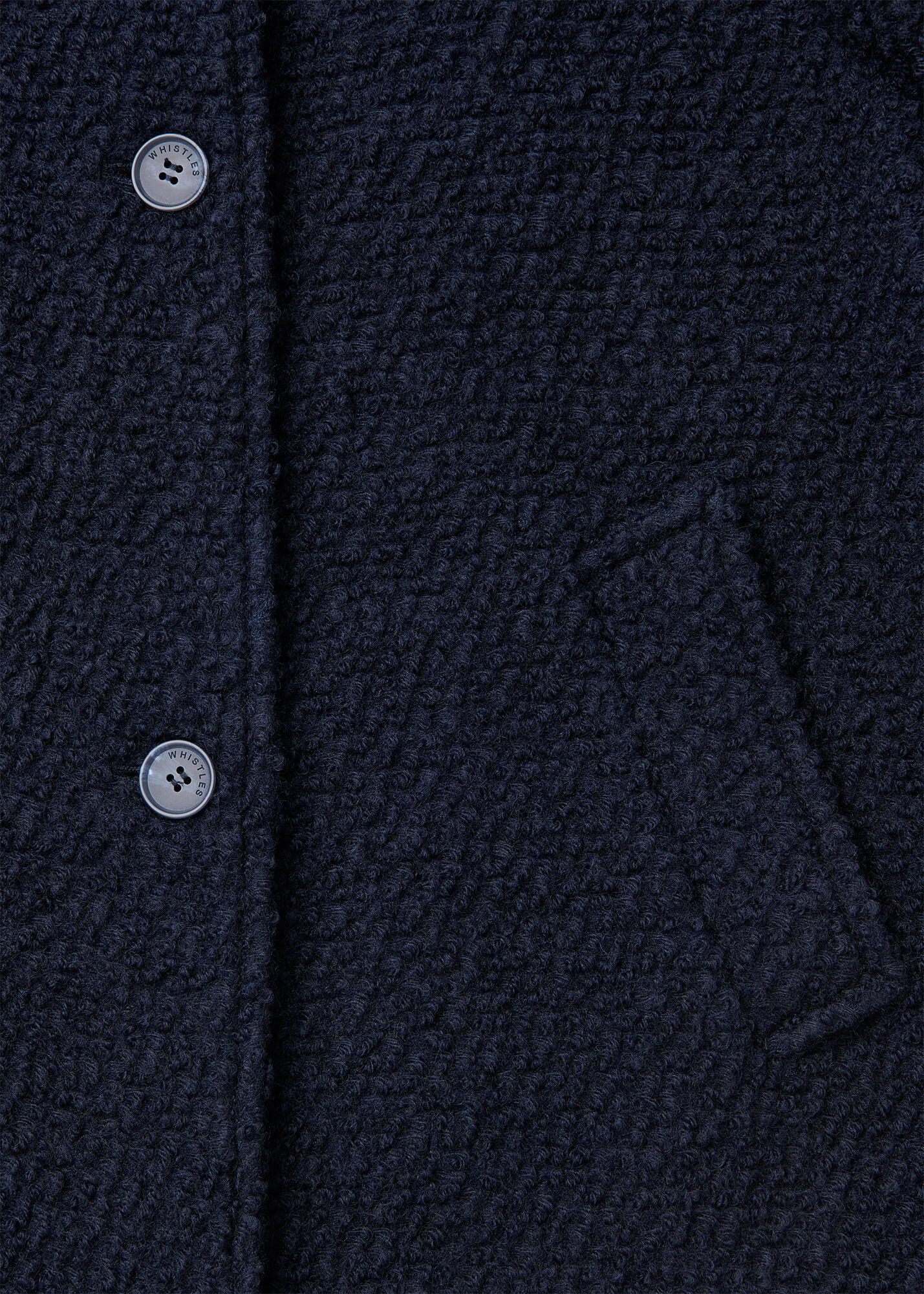 Navy Romy Boucle Coat | WHISTLES | Whistles US |