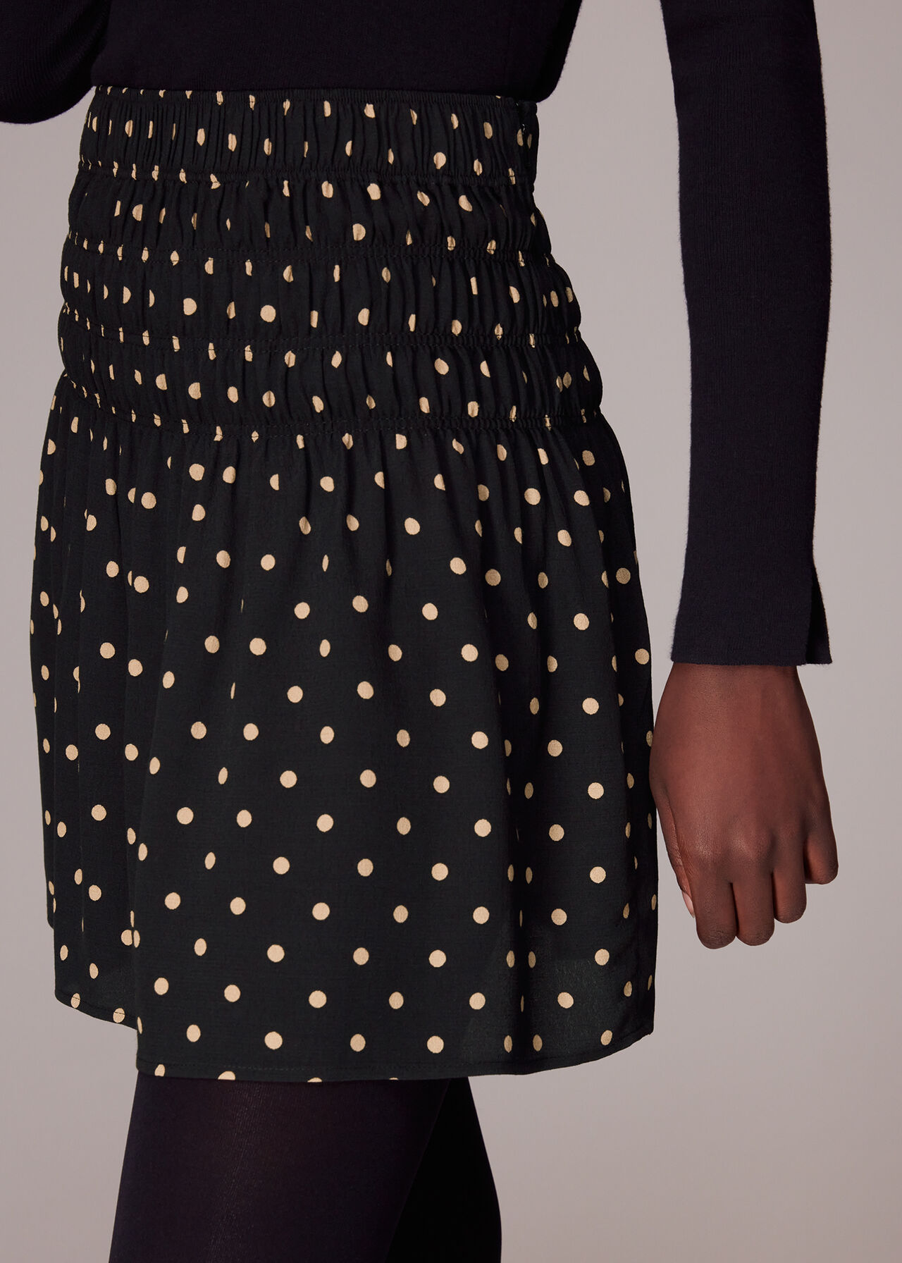 Spot Shirred Mini Skirt