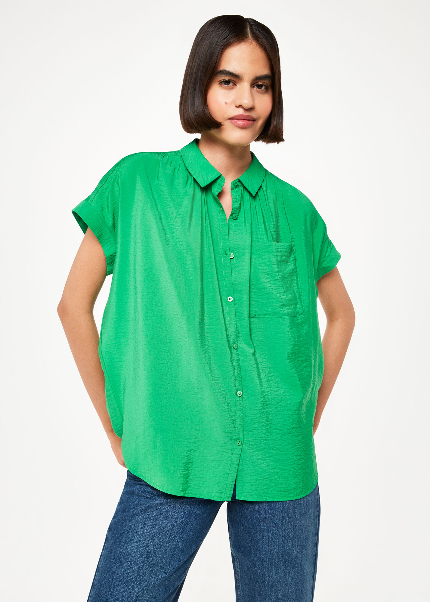 Green Nicola Button Through Shirt | WHISTLES