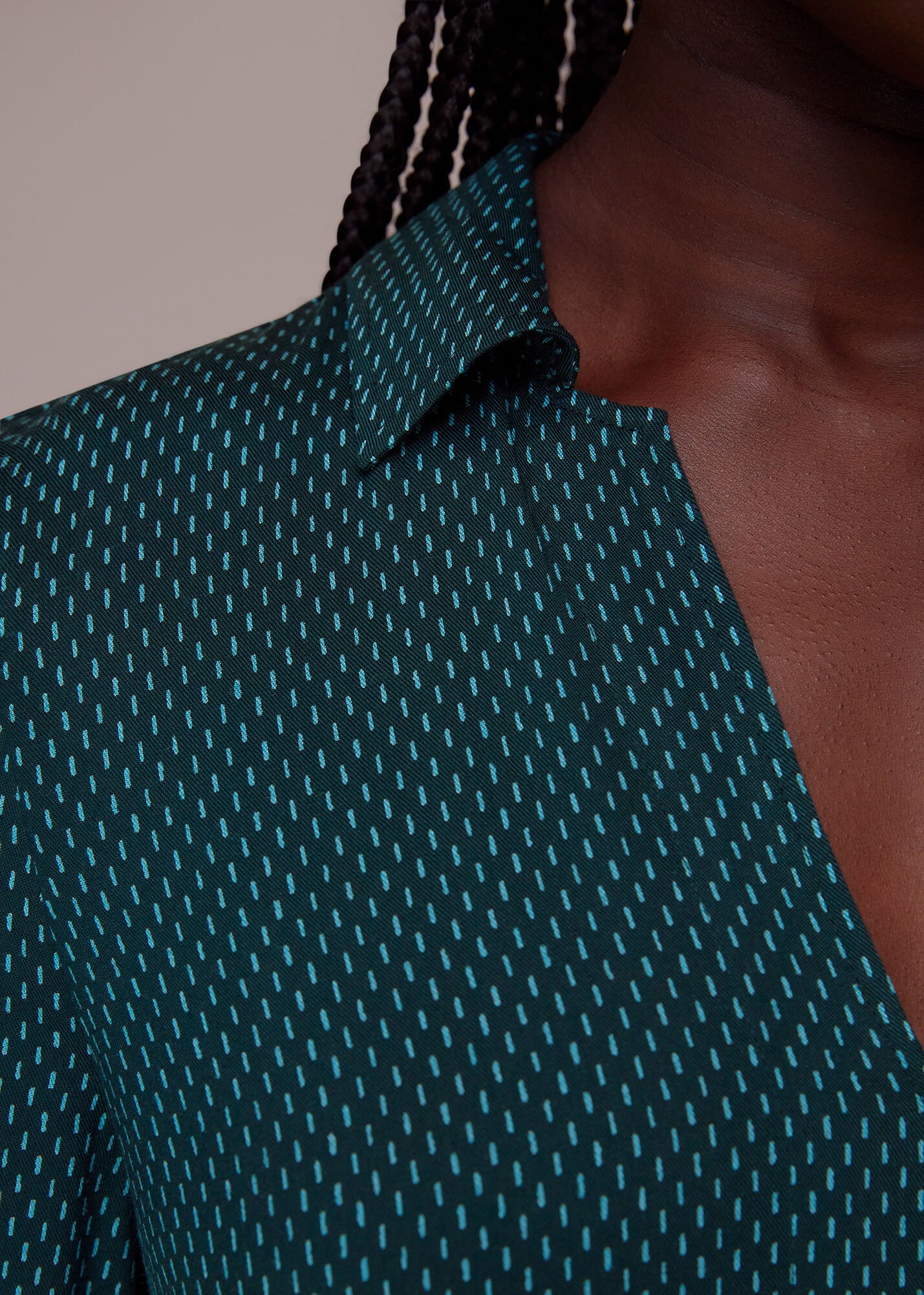 Green Multi Vertical Dash Trapeze Dress WHISTLES