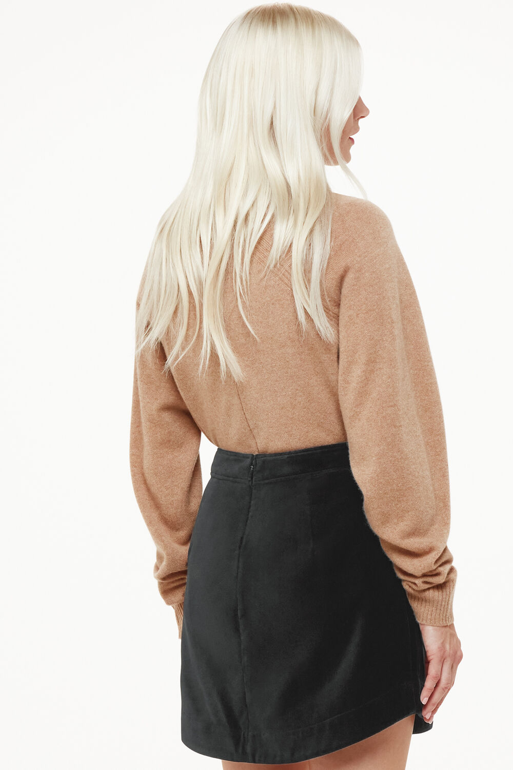 Petite Velvet Curved Hem Mini Skirt