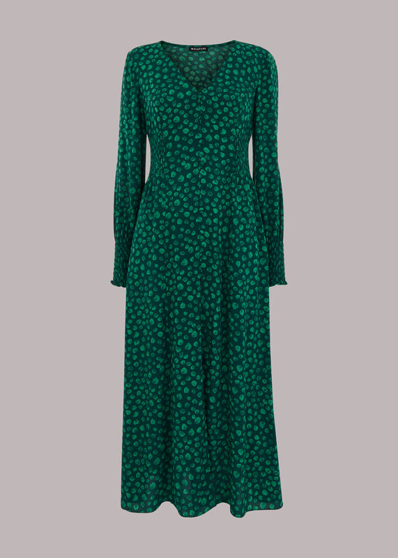 Green Lava Spot Print Midi Dress