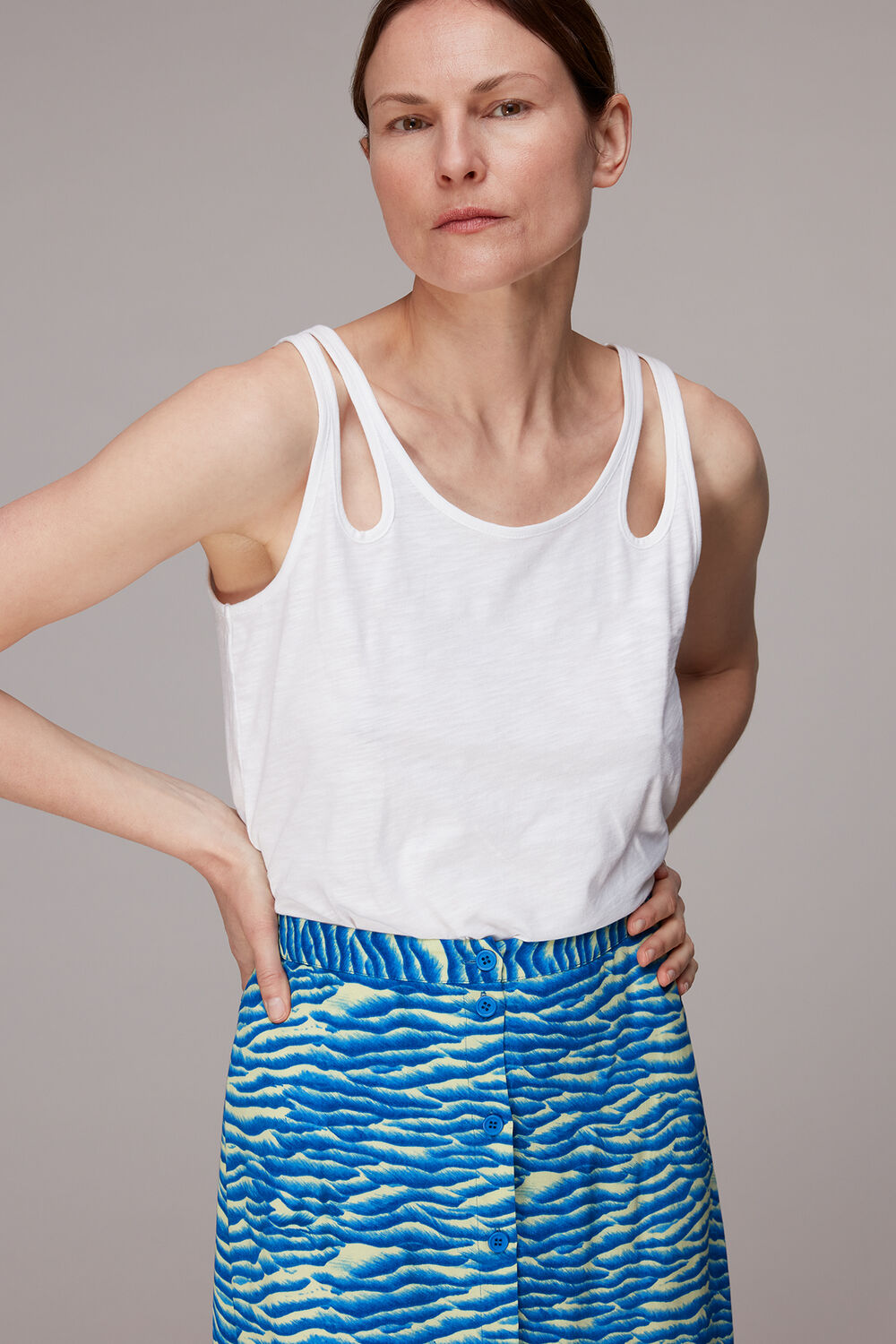 Seafoam Button Front Skirt