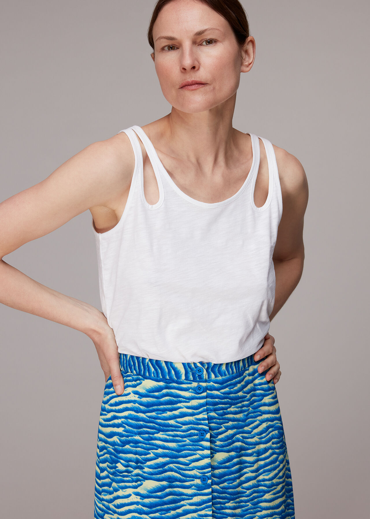 Seafoam Button Front Skirt