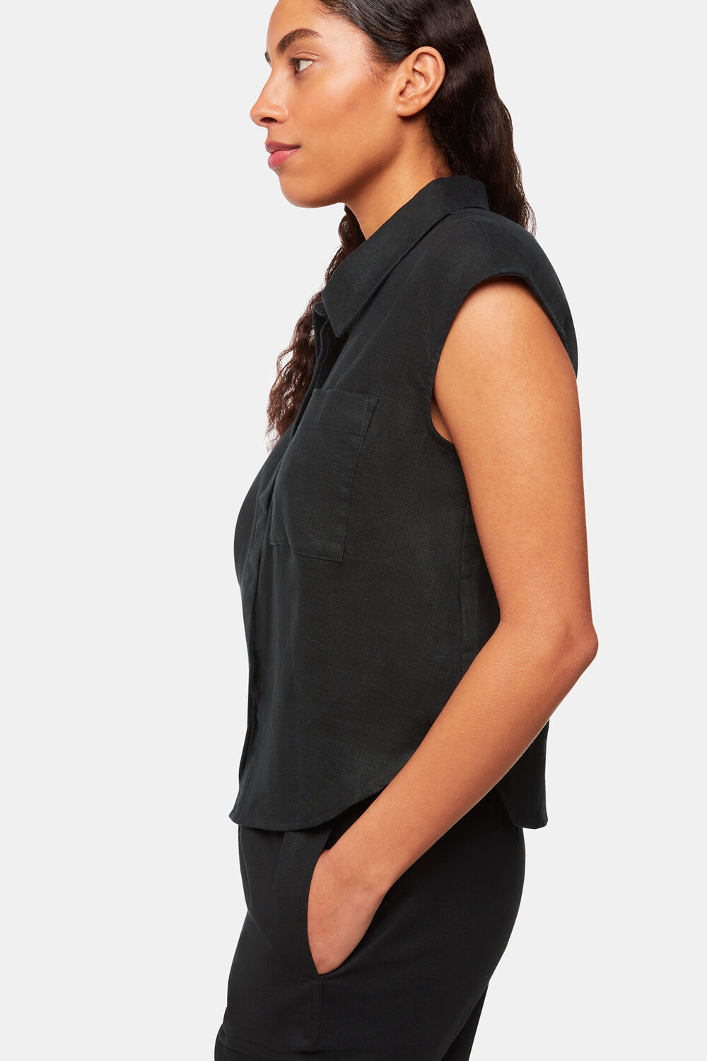 Black Olivia Linen Shirt