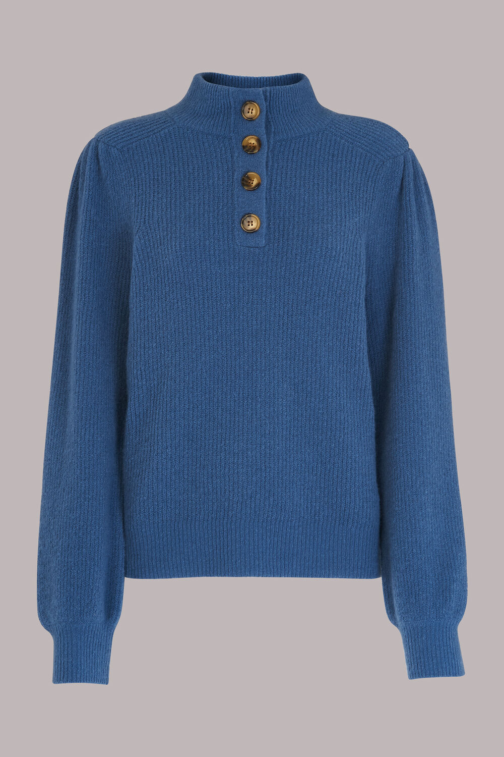 Puff Sleeve Button Sweat
