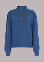 Puff Sleeve Button Sweat