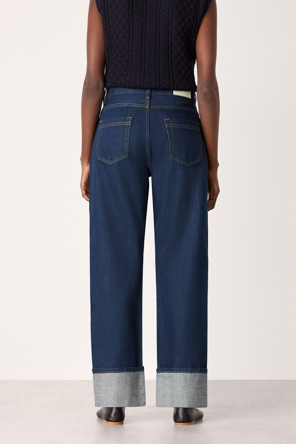 Dark Denim Selvedge Turn Up Detail Jean