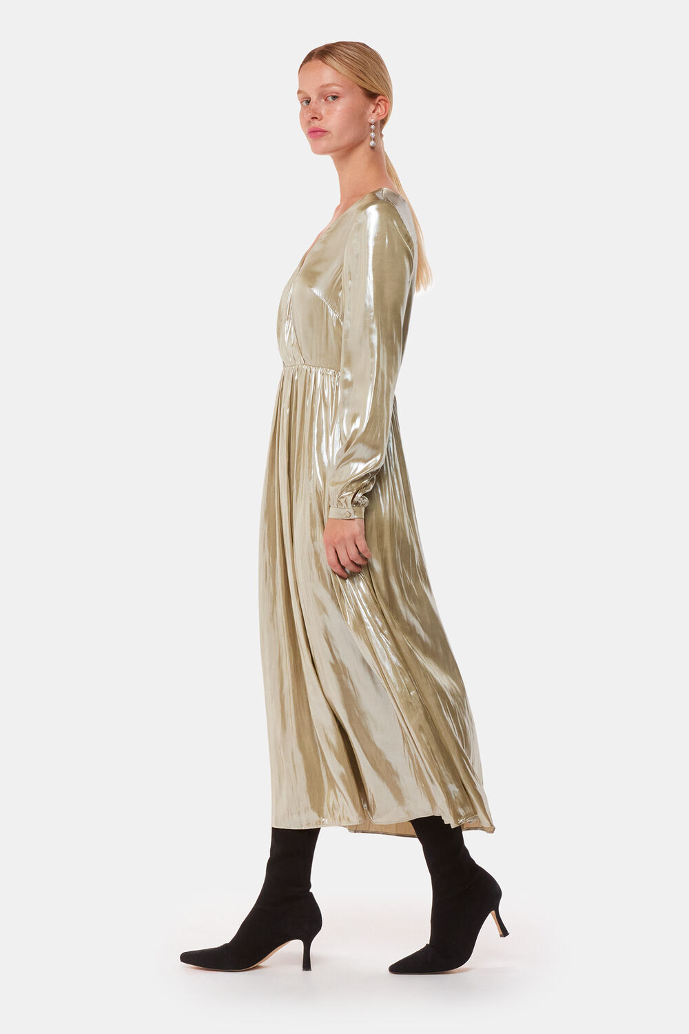 Metallic Wrap Front Dress