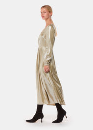 Metallic Wrap Front Dress