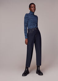 Stripe Polo Neck Knit