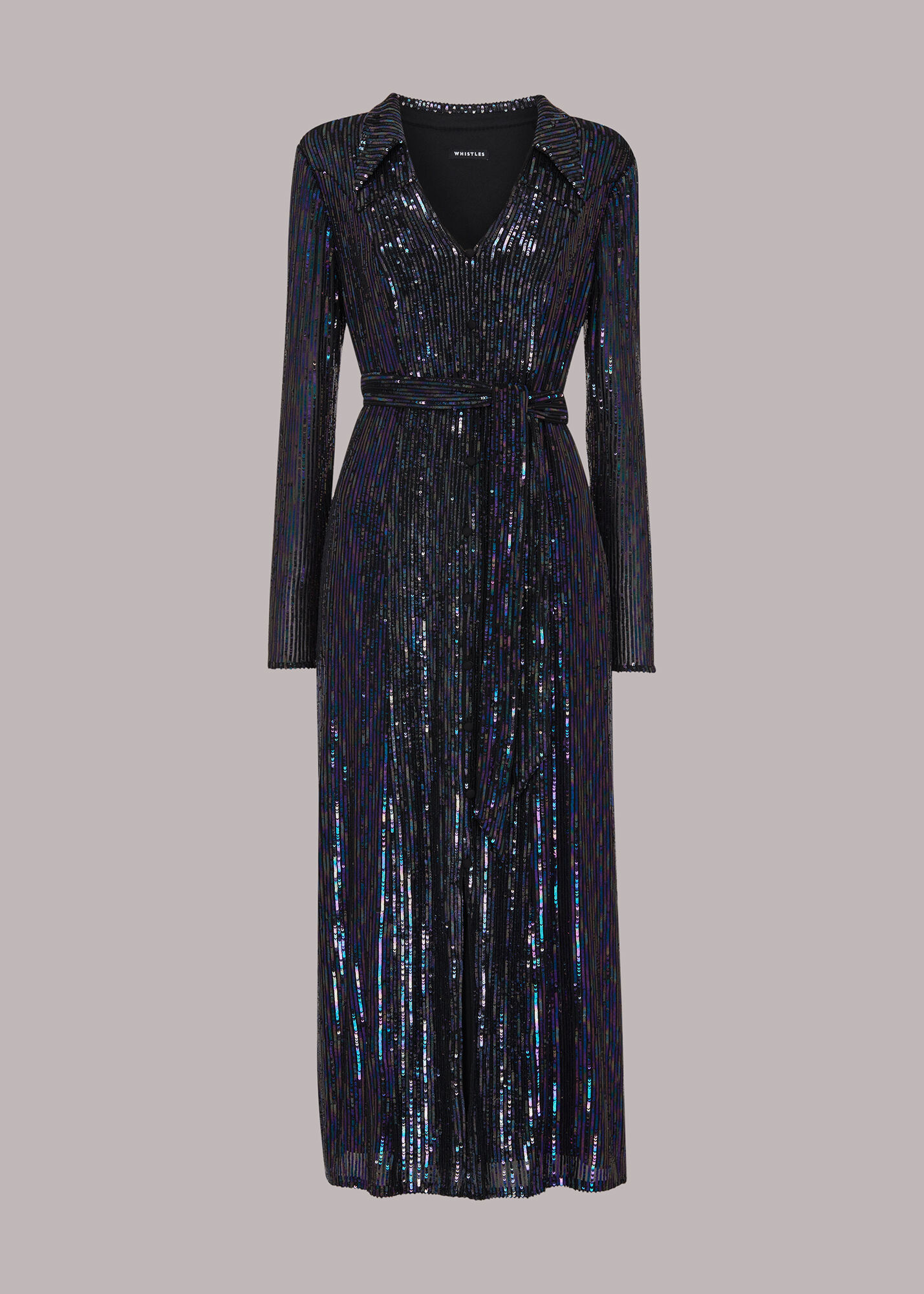 Whistles black shop ivana sequin dress