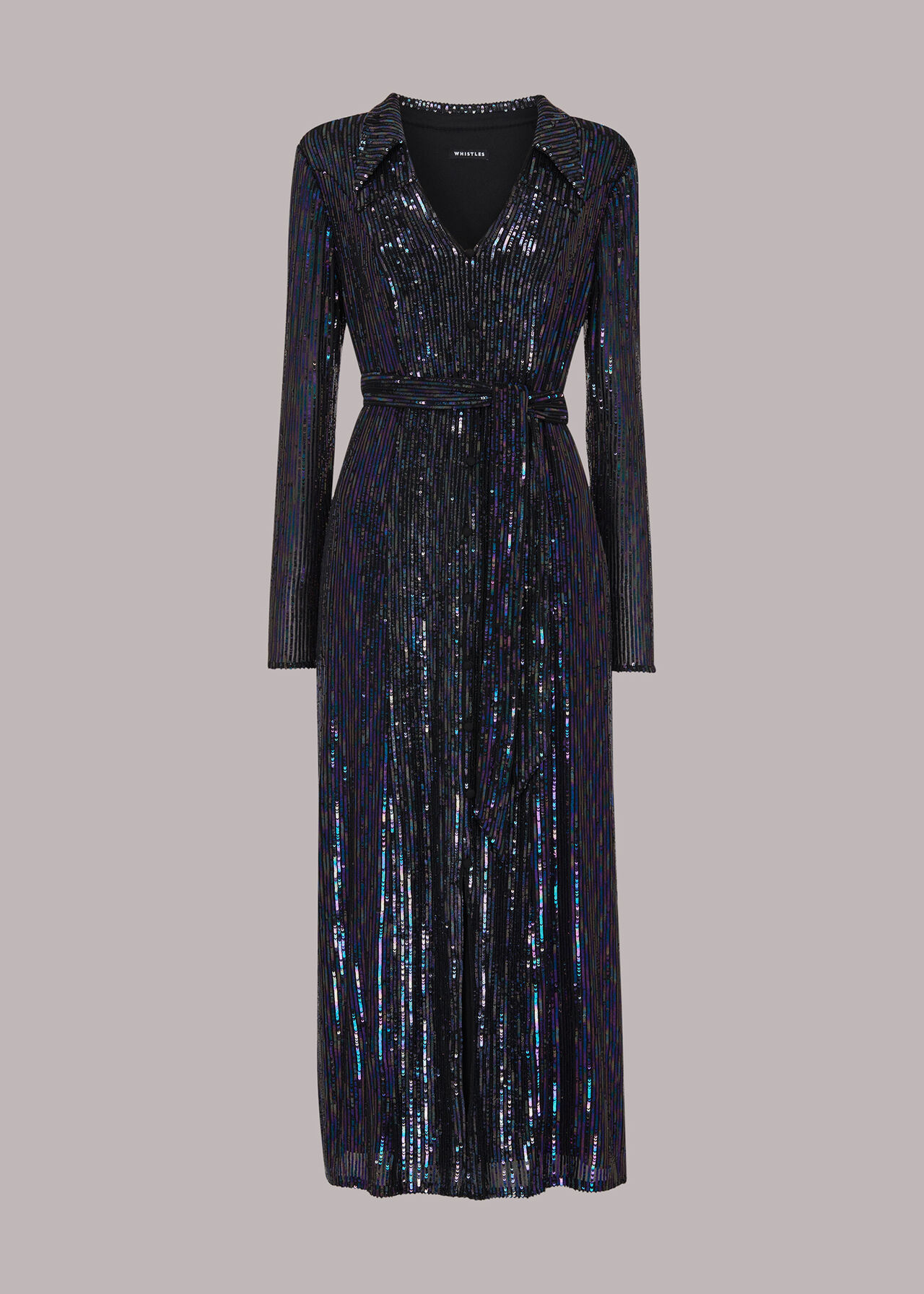 Stripe Sequin Midi Dress