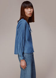Embroidered Collar Denim Top