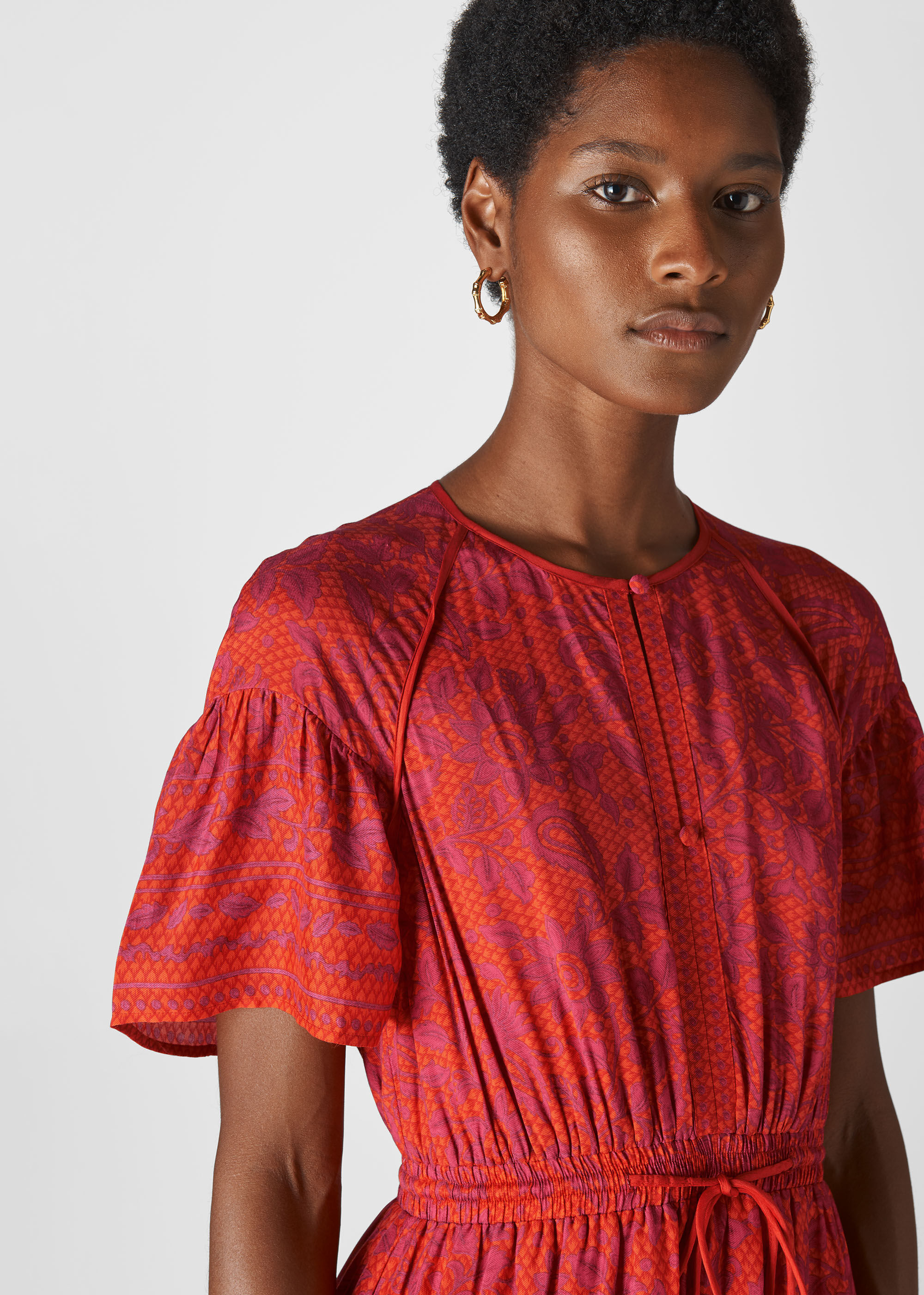 Whistles henna print flippy clearance dress