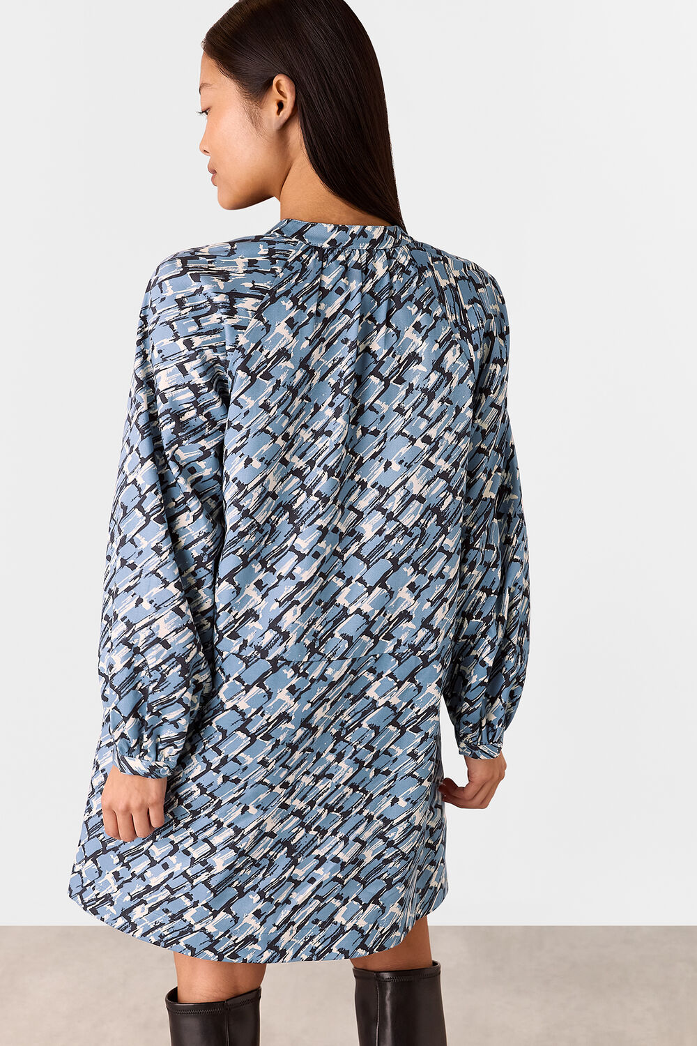 Blue Petite Feathered Wing Marnie Dress