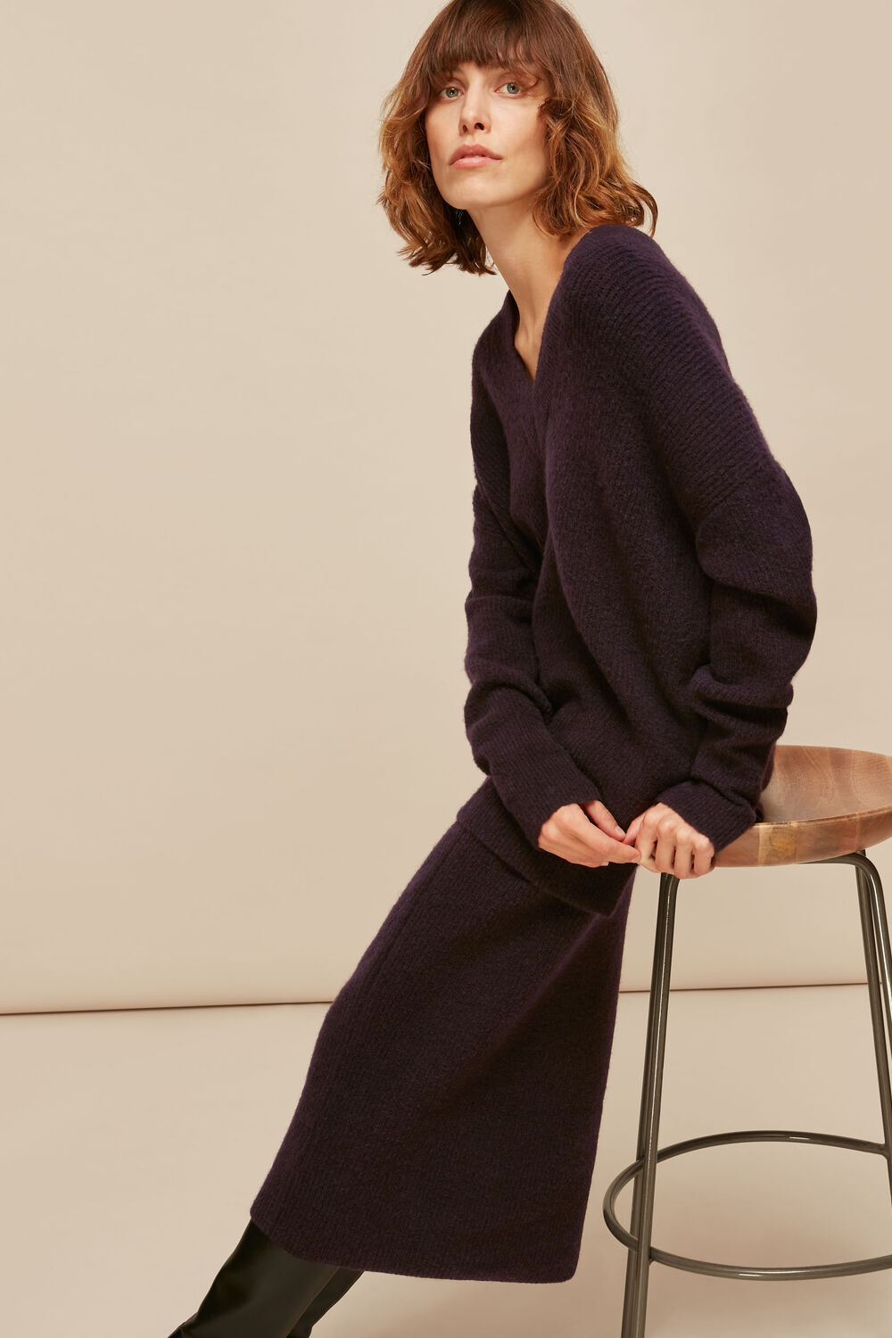 Ribbed Knitted Tube Skirt