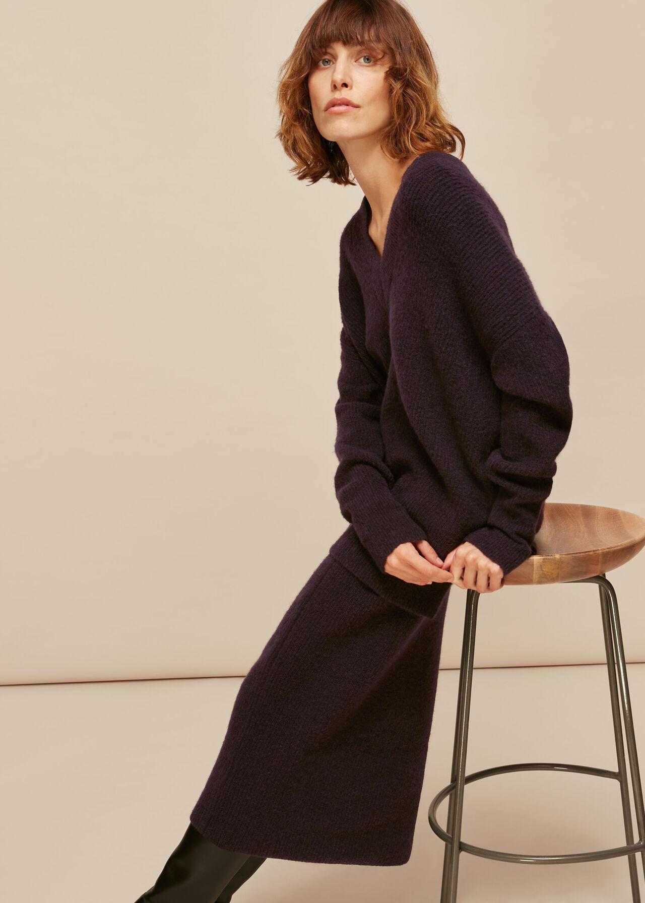 Ribbed Knitted Tube Skirt