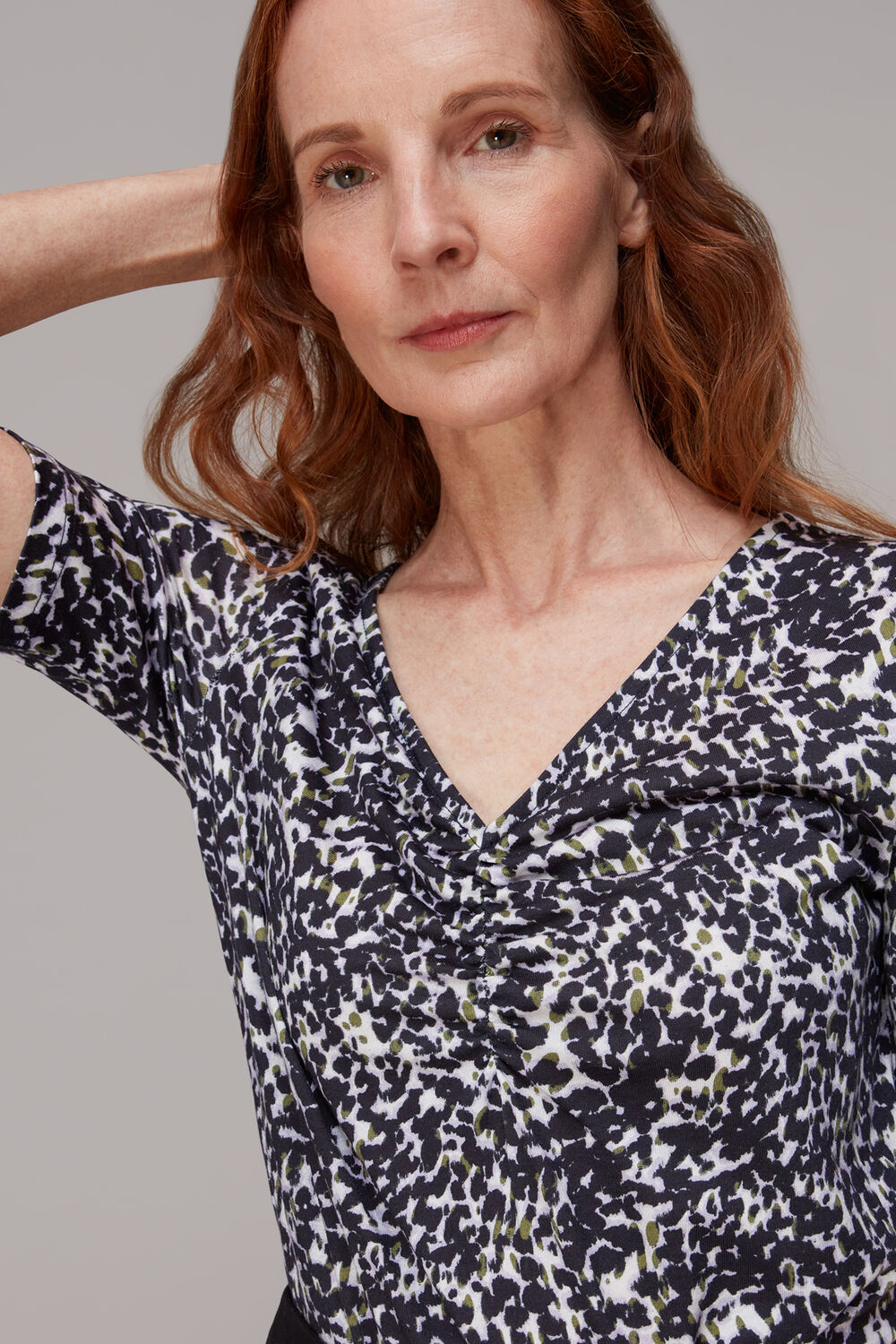 Smudge Leopard V Neck Tee