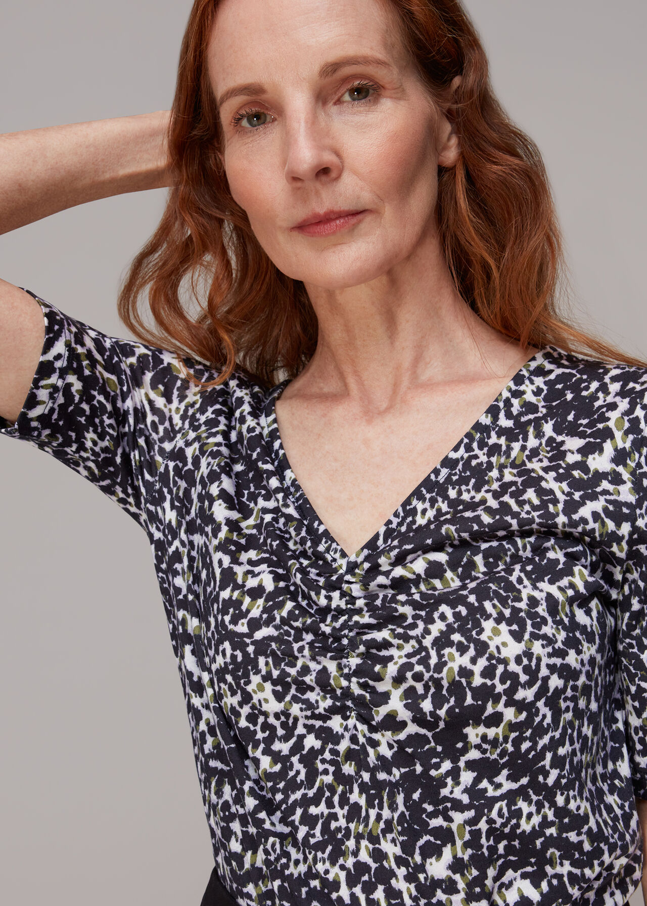 Smudge Leopard V Neck Tee