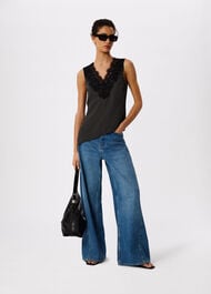 Mini Spot Lace Trim Top