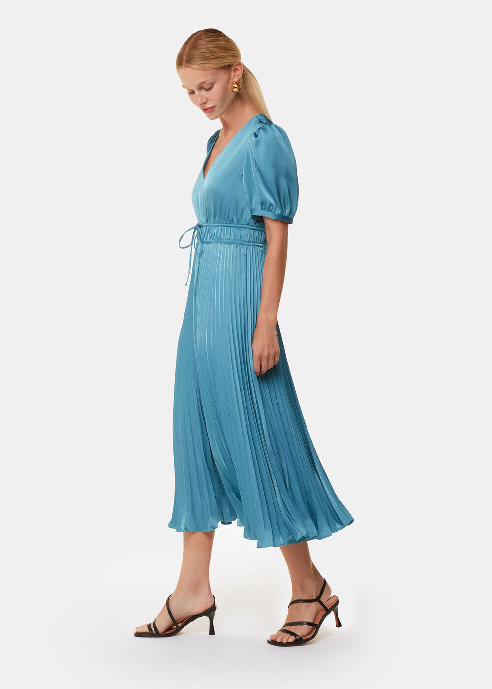 Delilah Satin Pleat Dress