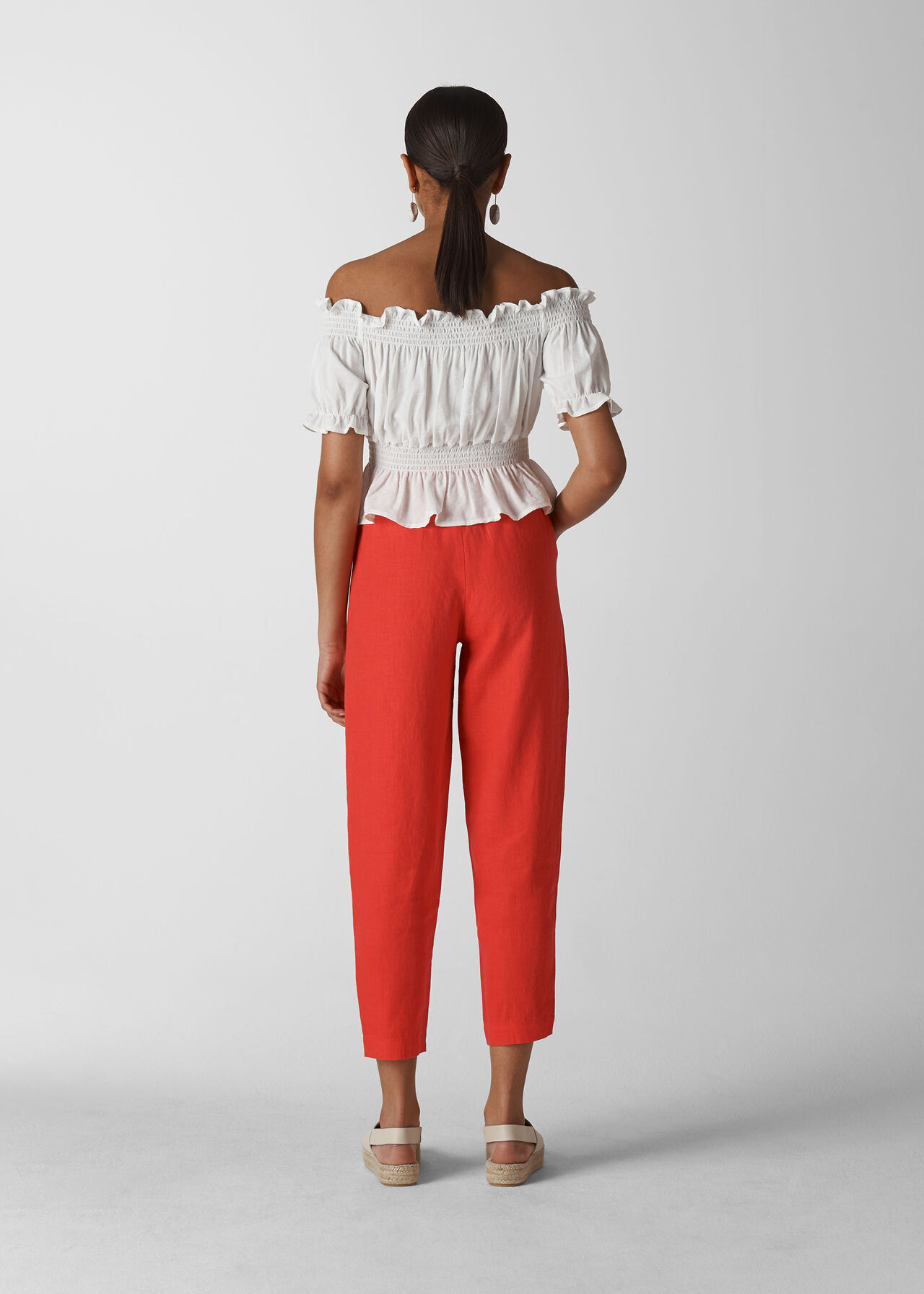 Barrel Leg Linen Trouser Red