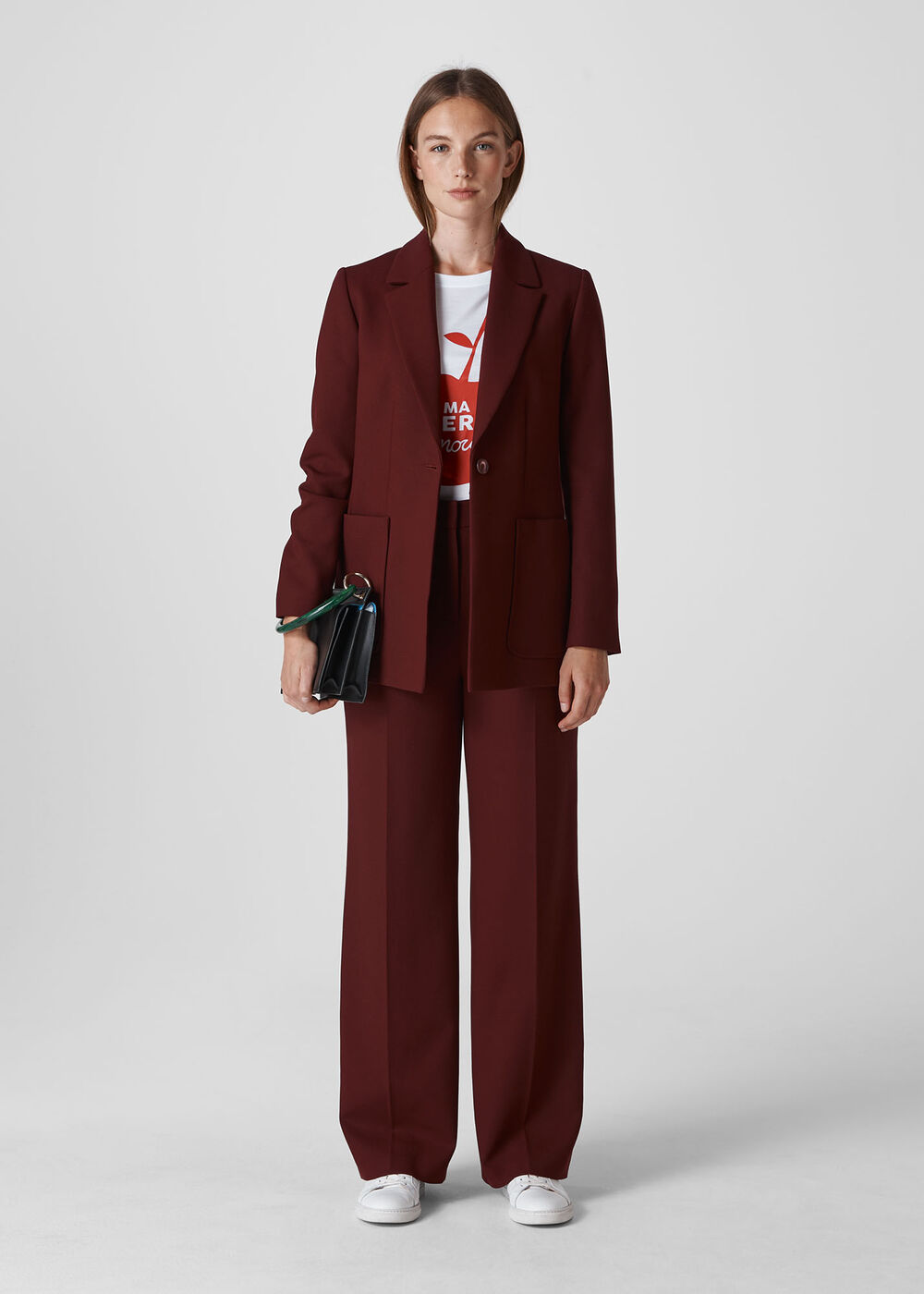 Relaxed Patch Pocket Jacket Burgundy