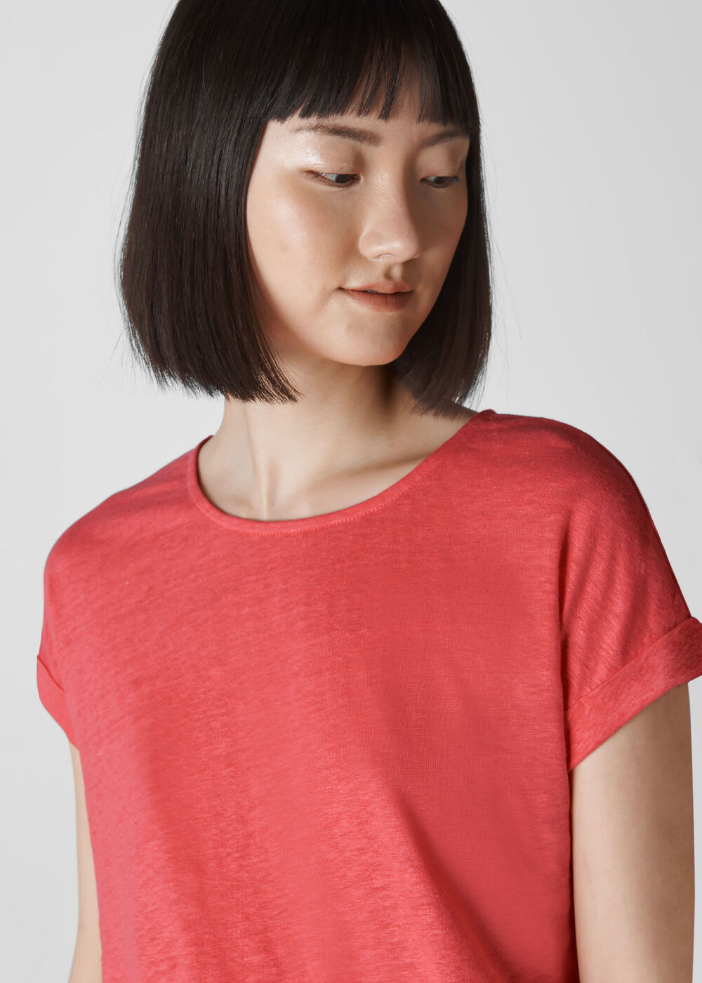 Relaxed Linen Tee Coral