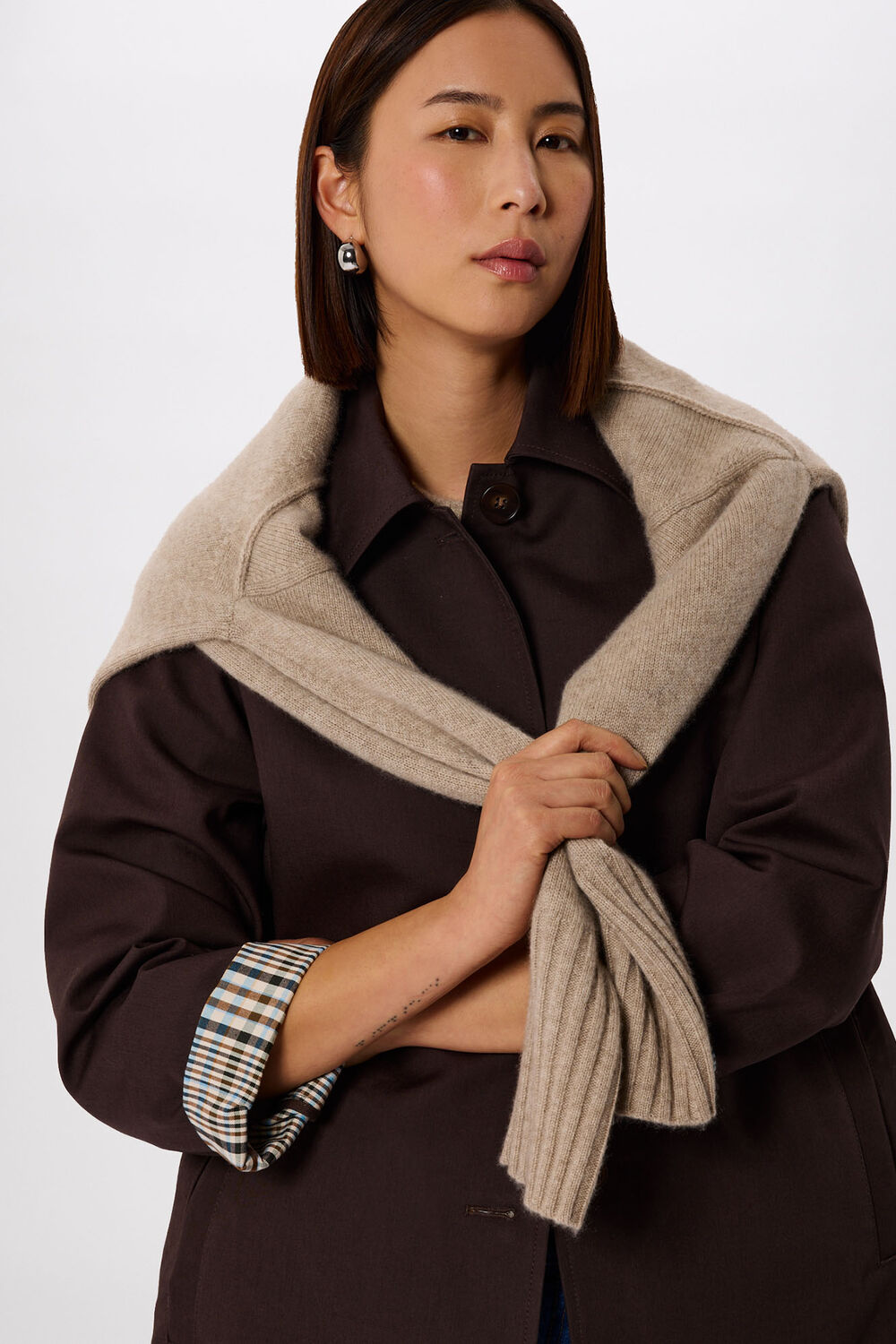 Brown Check Lined Car Coat