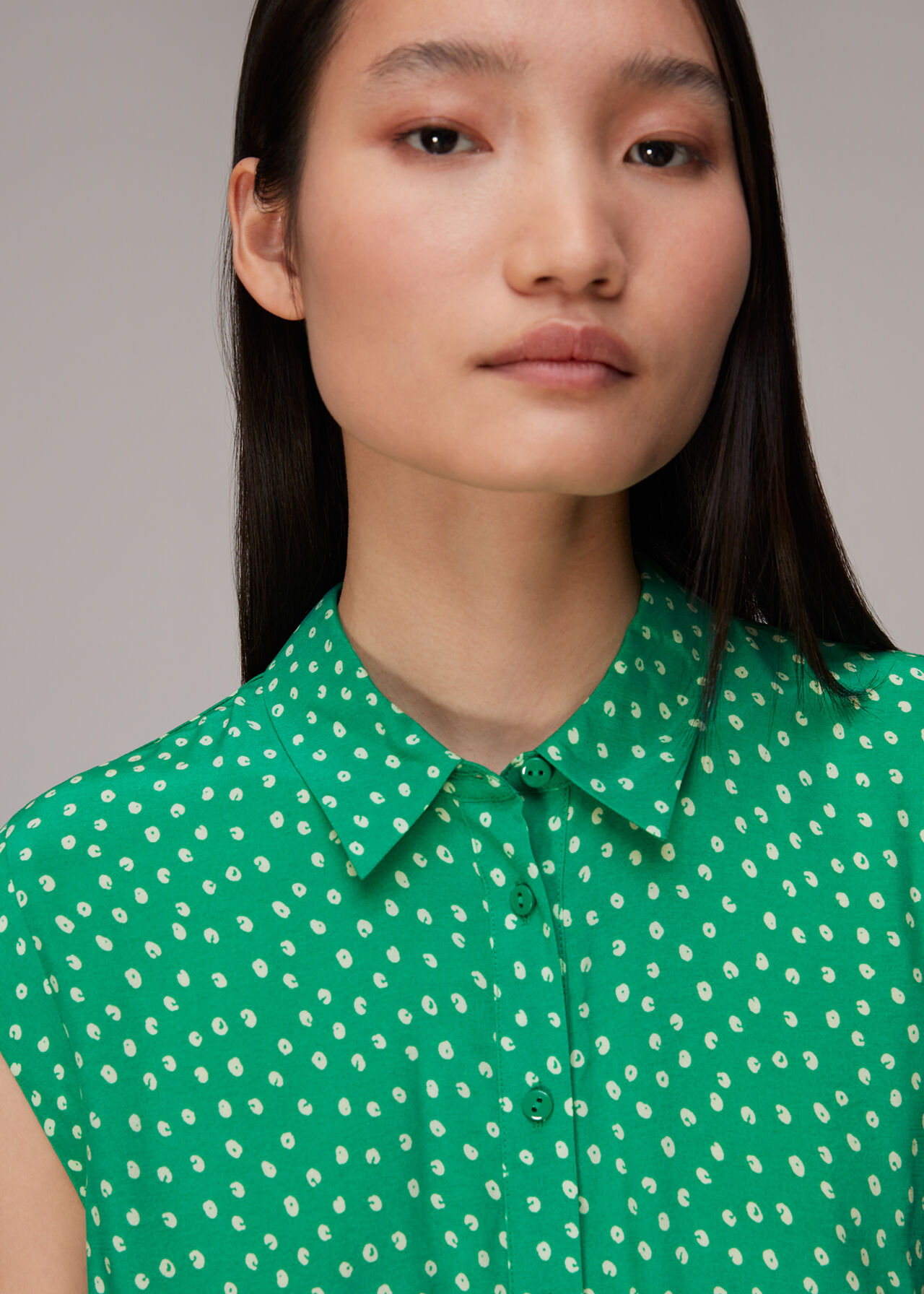 Spot Print Sleeveless Shirt