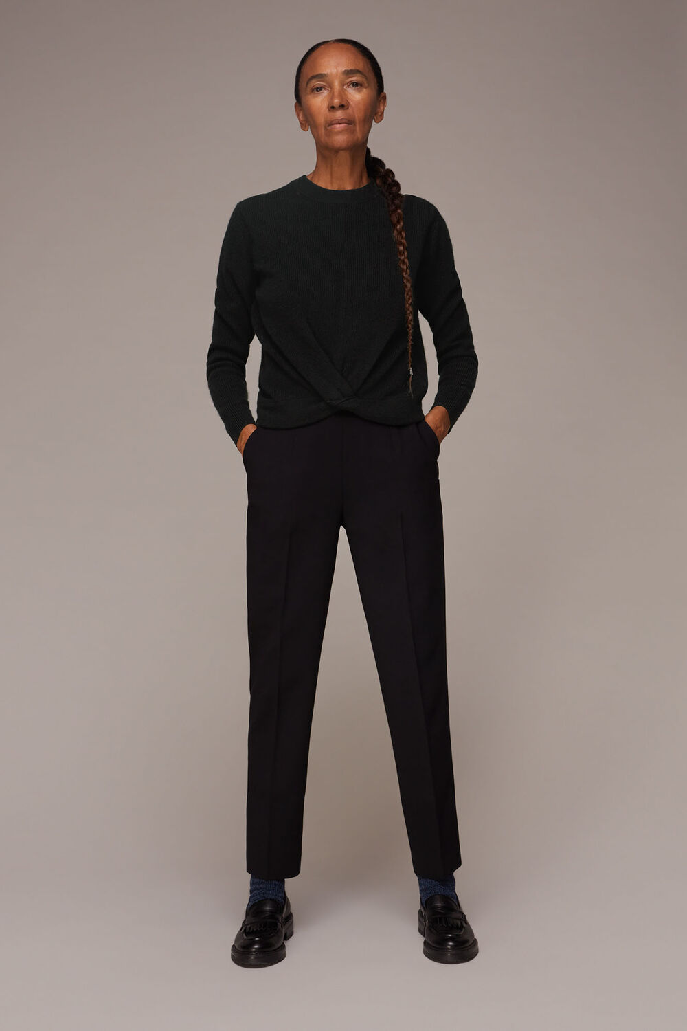 Twist Front Wool Cashmere Knit