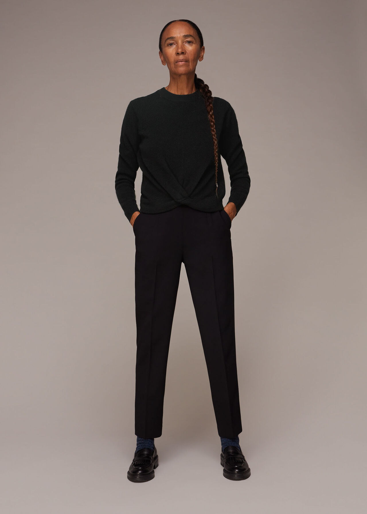 Twist Front Wool Cashmere Knit