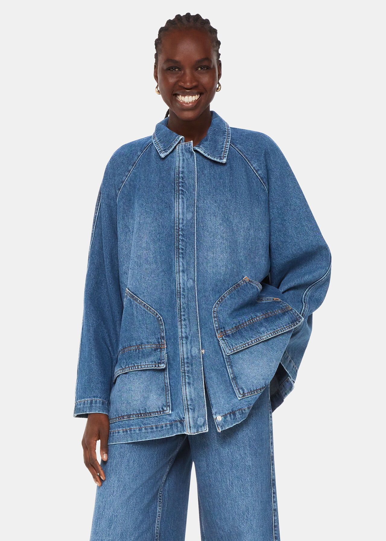 Denim Flare Sleeve Denim Jacket WHISTLES