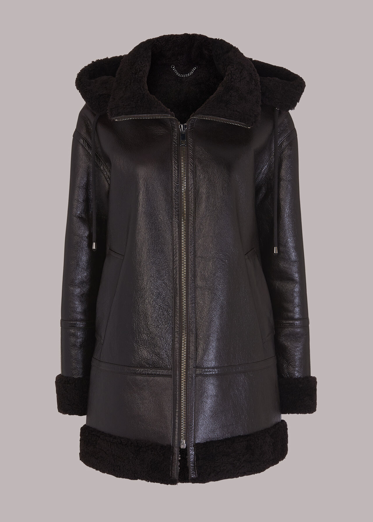 Shearling Hooded Biker