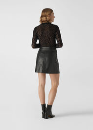 Flocked Animal Mesh Top Black