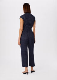 Grid Print Sleeveless Jumpsuit