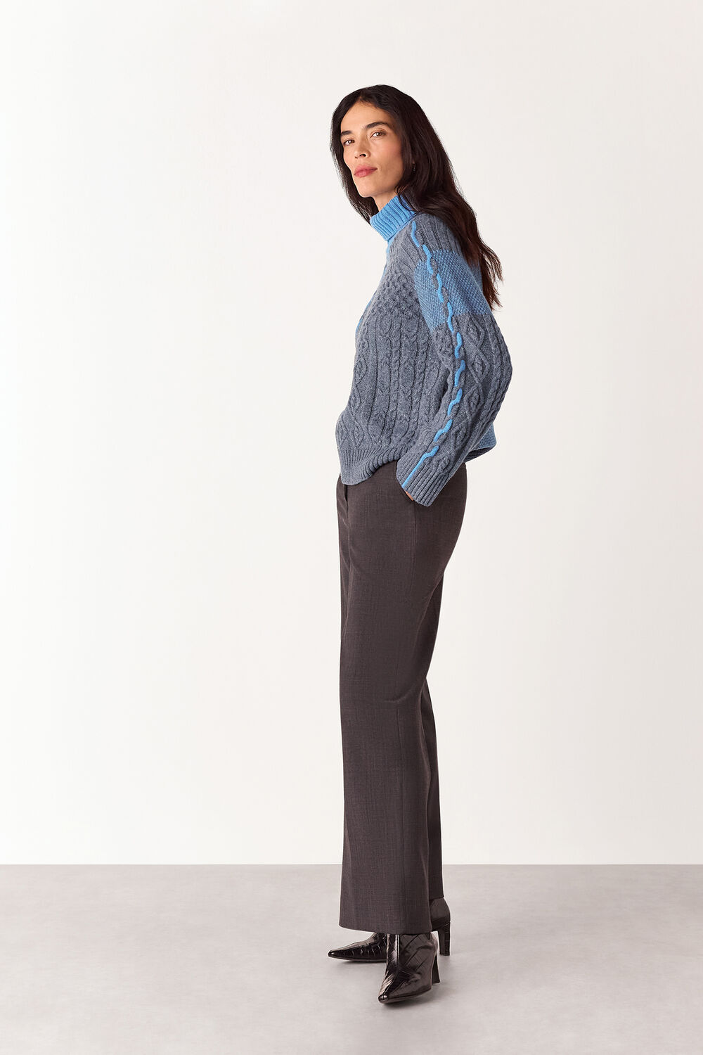 Patchwork Cable Knit Sweater