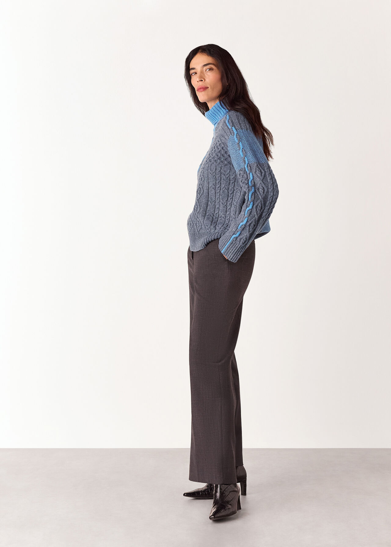 Patchwork Cable Knit Sweater
