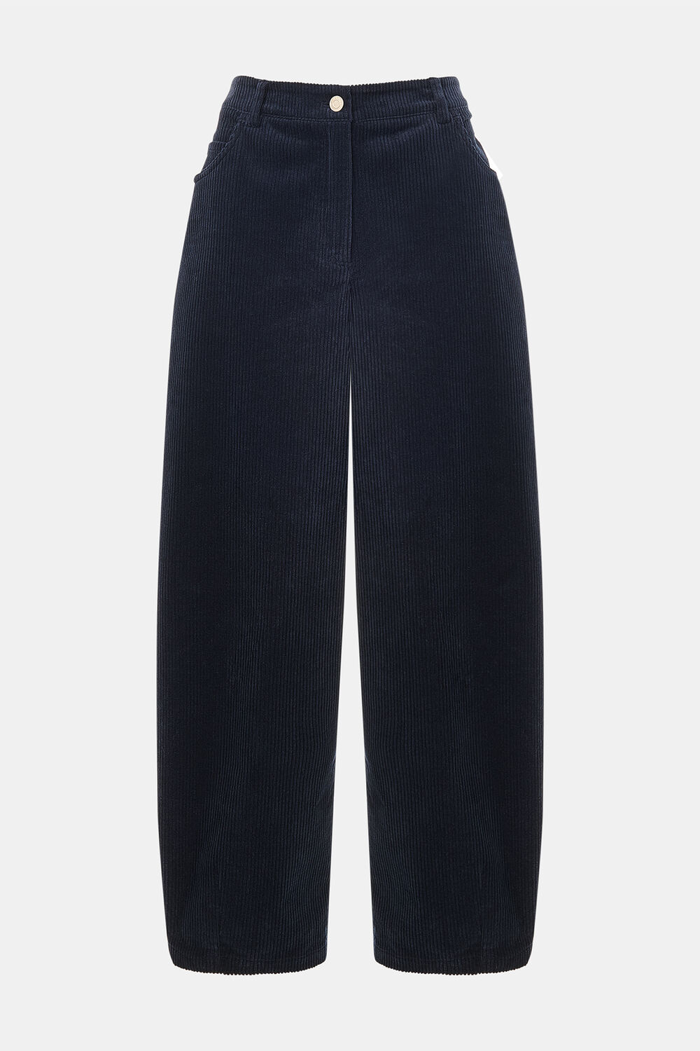 Navy Barrel Leg Cotton Cord Trouser