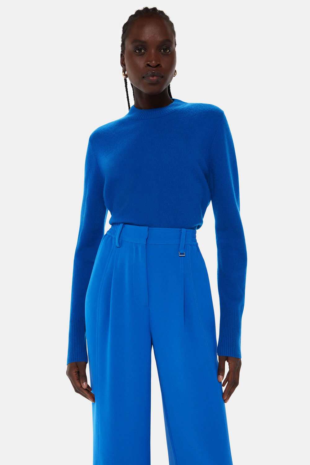 Blue Harper Crepe Wide Leg Trouser