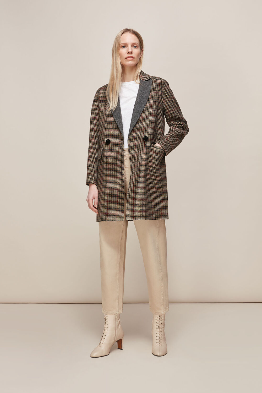Check Double Faced Short Coat Multicolour